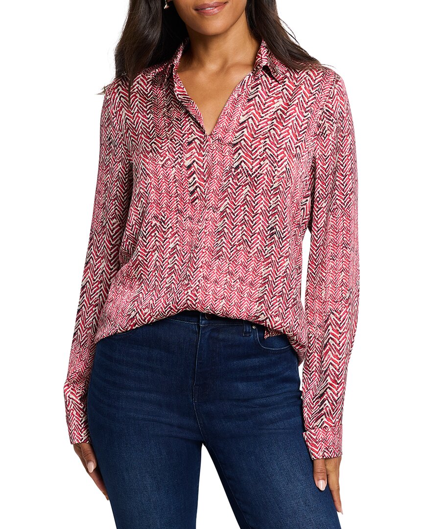 Nic + Zoe Nic+zoe Herringbone Stamp Button Front Shirt