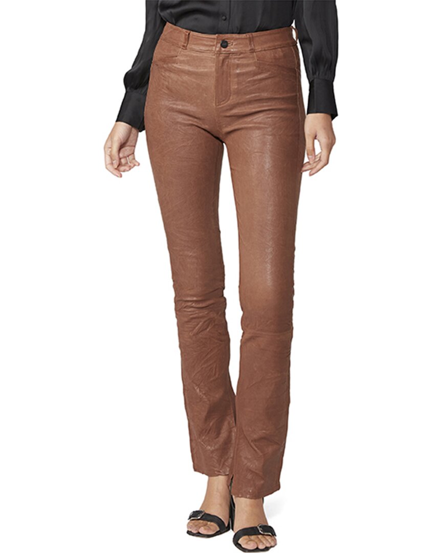 Paige Constance Skinny Leather Trouser In Brown