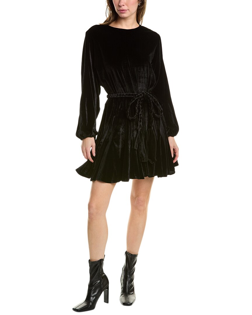 Shop Beulah Velour Mini Dress In Black