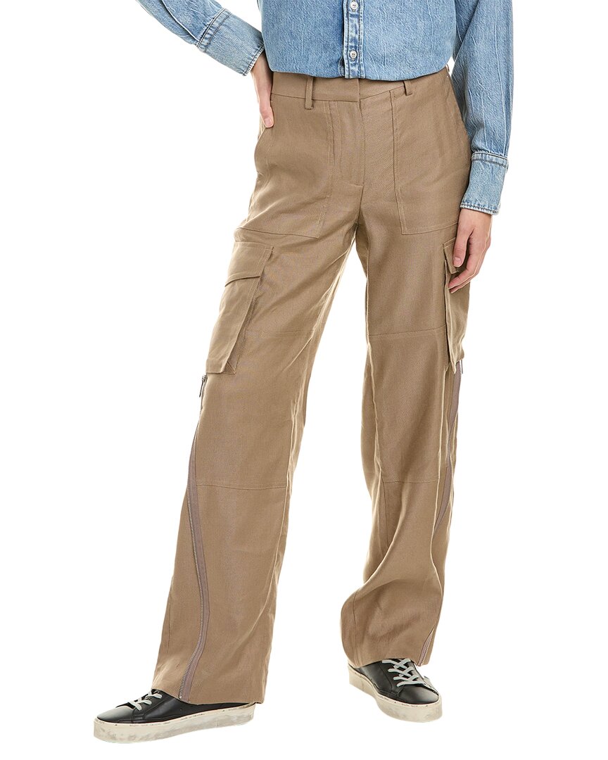 Helmut Lang Cargo Linen-blend Pant In Brown