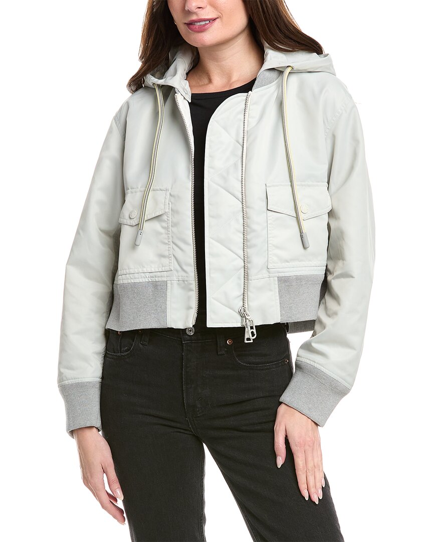 Moncler Briseo Satin Bomber Jacket In Grey