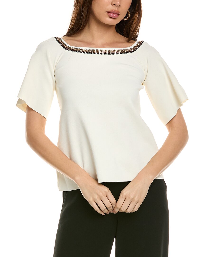 Stella Mccartney Embroidered Compact Knit Top In White