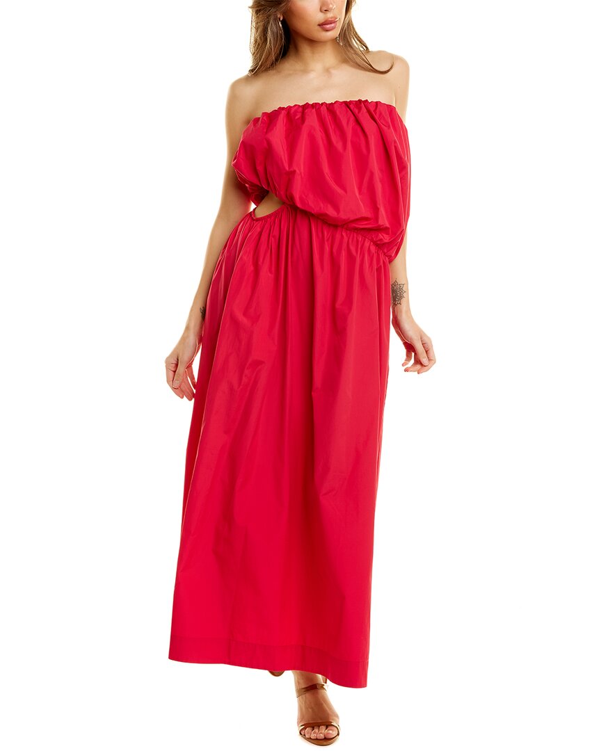 Shop Esse Studios Strapless Midi Dress In Red