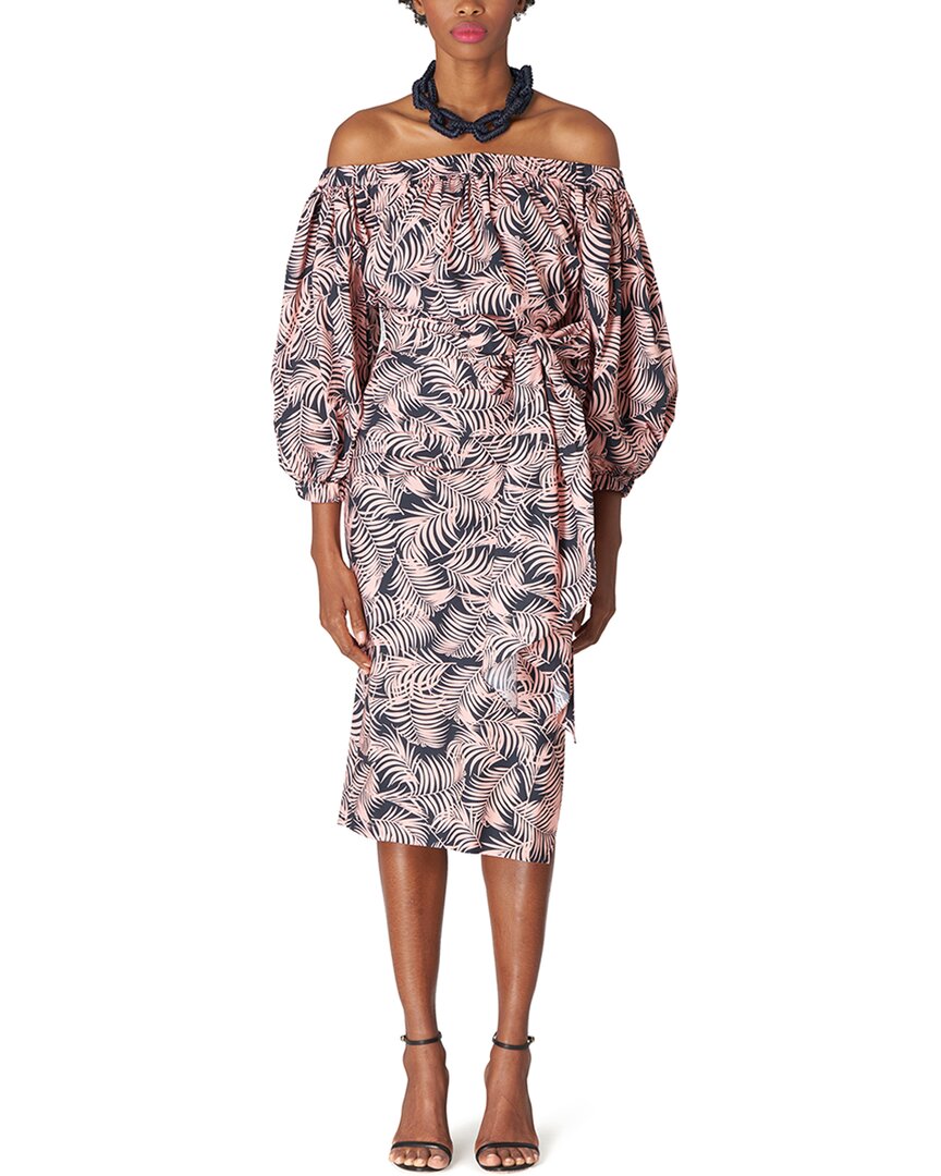 Shop Carolina Herrera Off Shoulder Puff Sleeve Ruched Midi Dress