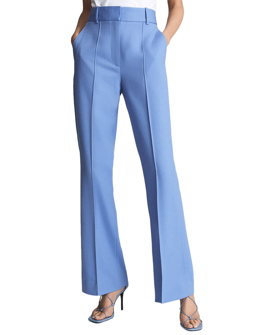 Shop Reiss Cora Wide Leg Wool-blend Trouser In Blue