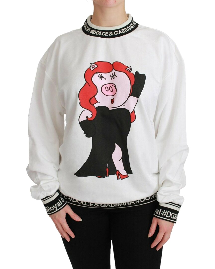 Shop Dolce & Gabbana White Pig Of The Year Pullover Wom