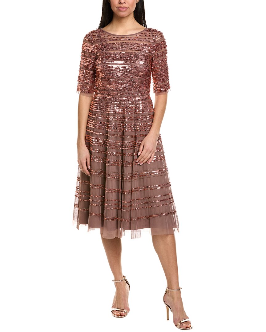 Johnny Was Sequin Mesh Midi Dress In Brown