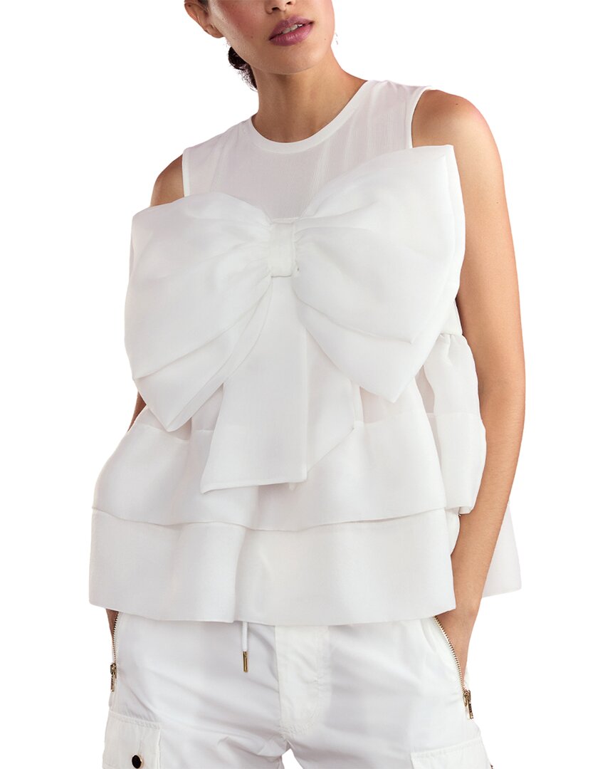 Cynthia Rowley Sleeveless Flower-applique Organza Top