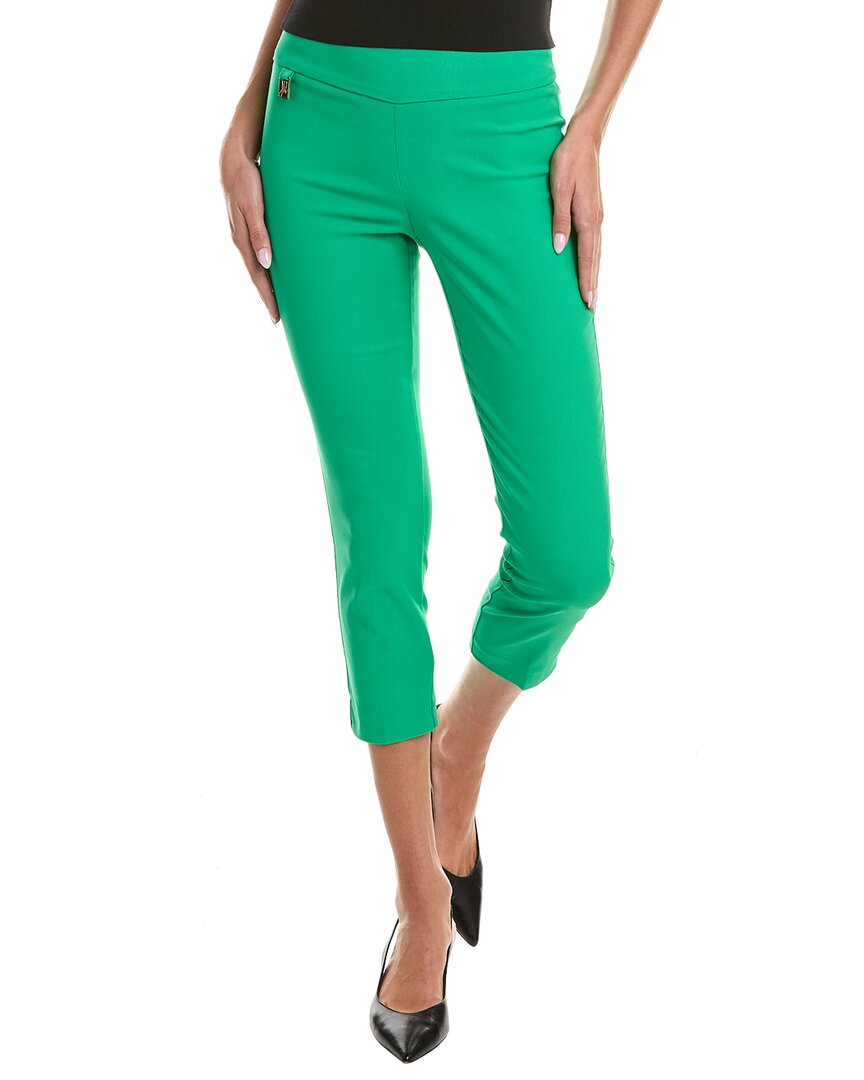Joseph Ribkoff Embroidered Cutout Cuff Cropped Pant In Island Green In Green