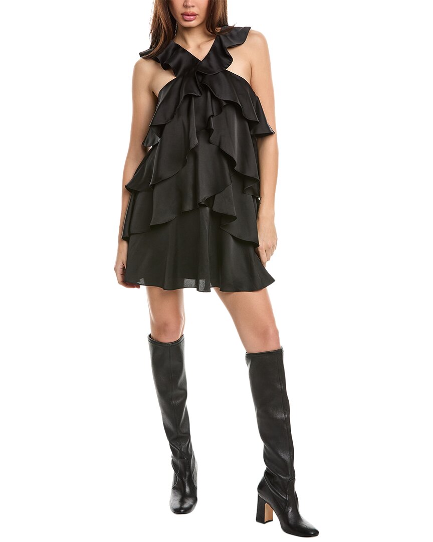 Milly Lexi Satin Mini Dress In Black