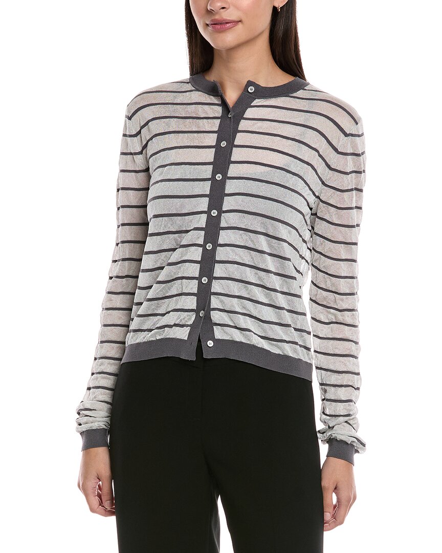 Lafayette 148 New York Crinkled Cardigan In Black