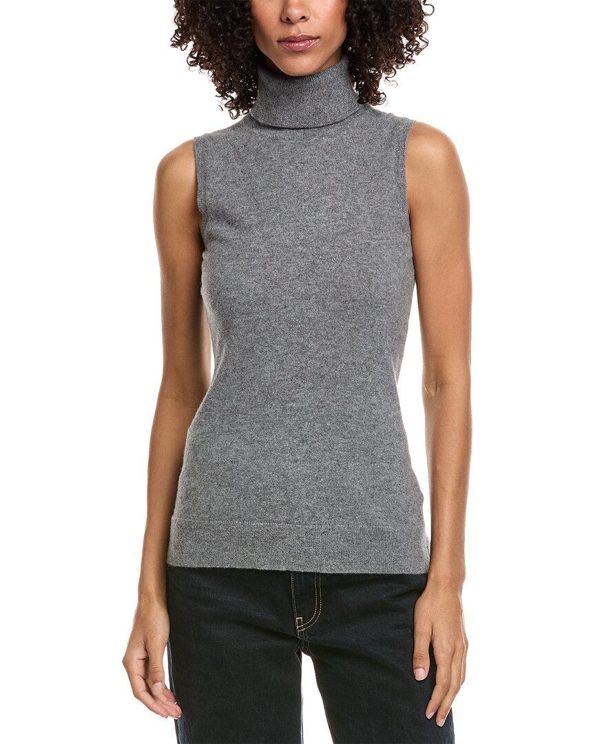 Incashmere Turtleneck Cashmere Tank Sweater In Gray