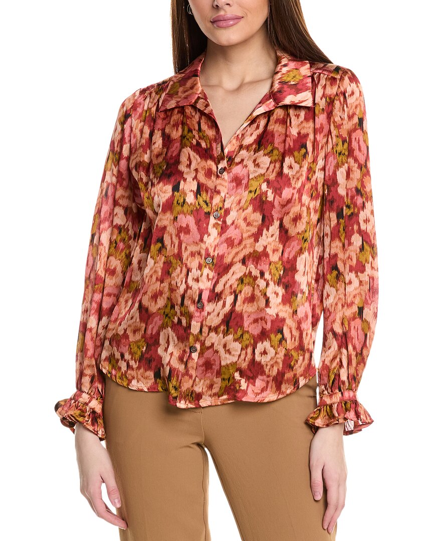 Vince Camuto Collared Button-down Blouse In Pink