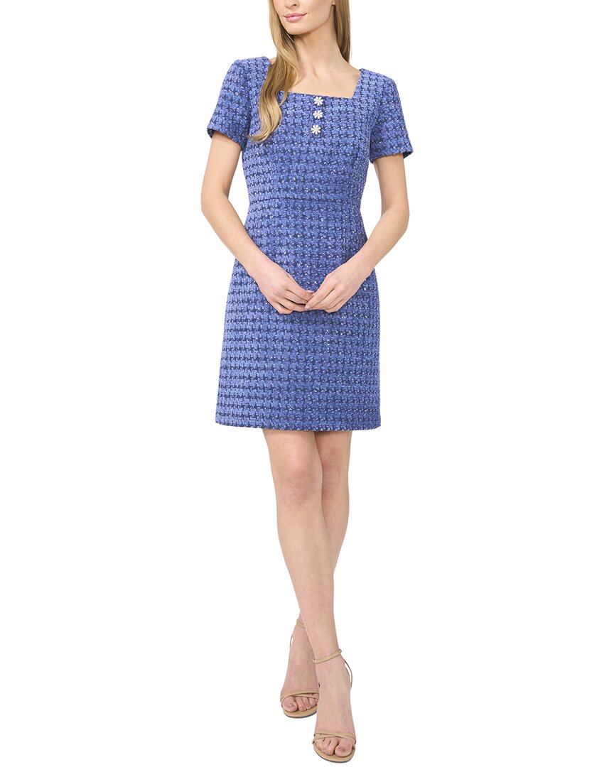 Cece Women's Button Tweed Mini Dress In Blue
