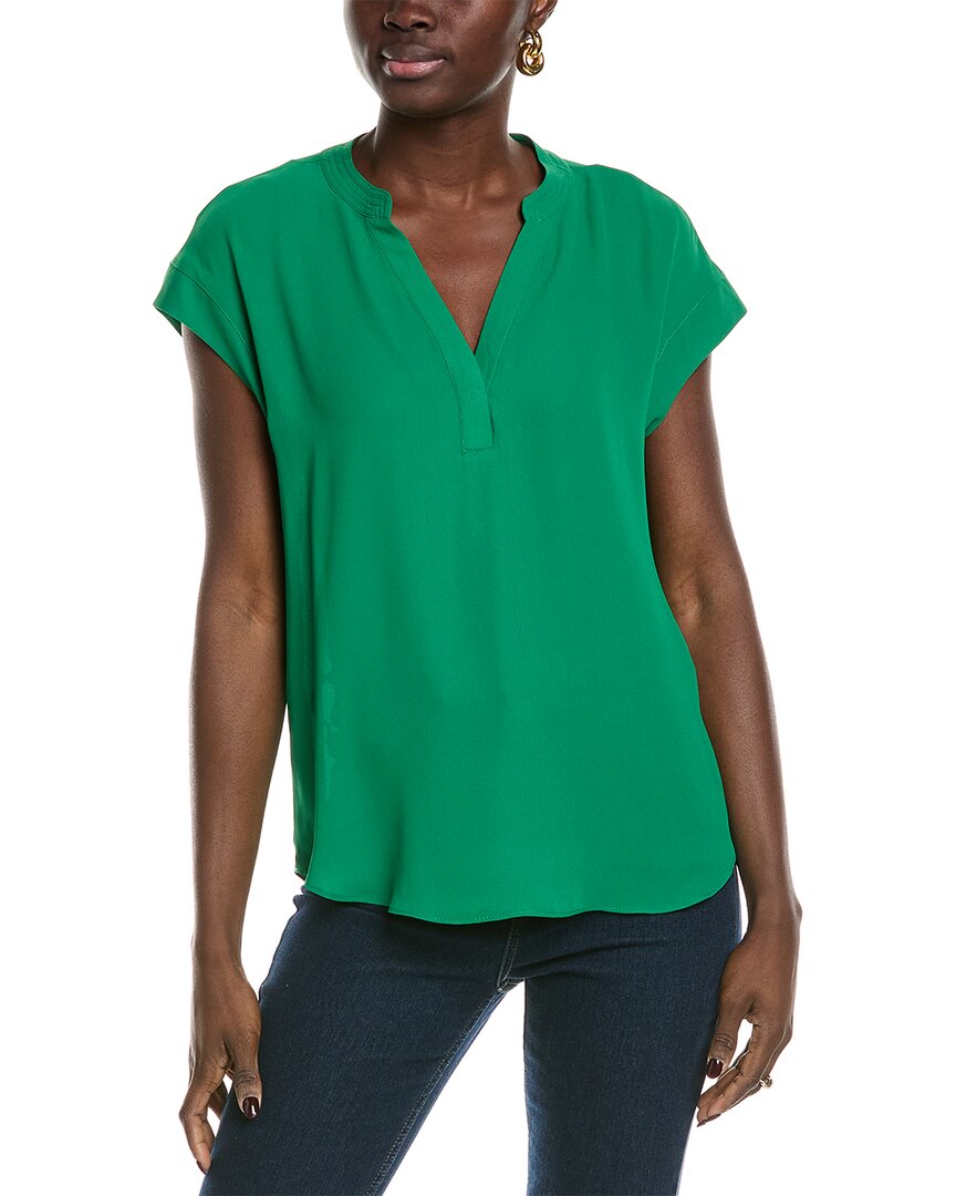 Vince Camuto Front Placket Top In Green