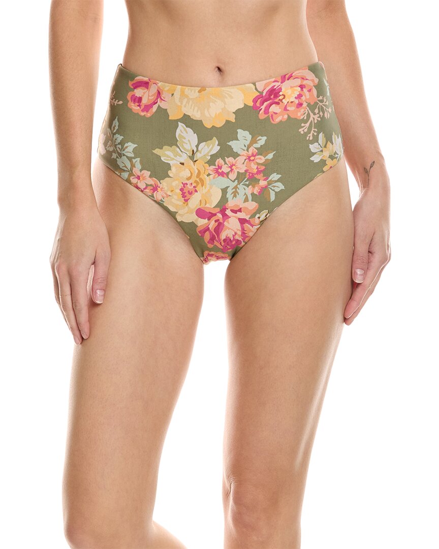 Shop Monte And Lou Arcadia High-waist Bikini Bottom In Green