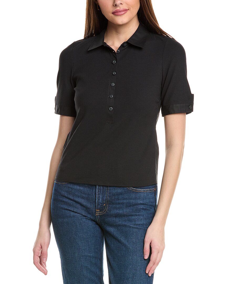 Rag & Bone Ribbed Cotton-modal Blend Polo Shirt In Black