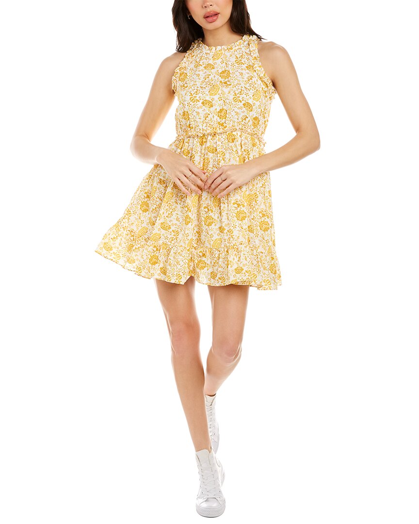 Shop Celina Moon Frill Tiered Mini Dress In Yellow