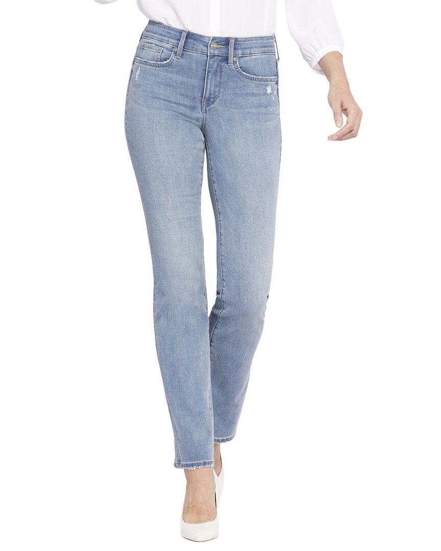 Nydj Marilyn Frayed Two-button Ankle Straight Leg Jeans