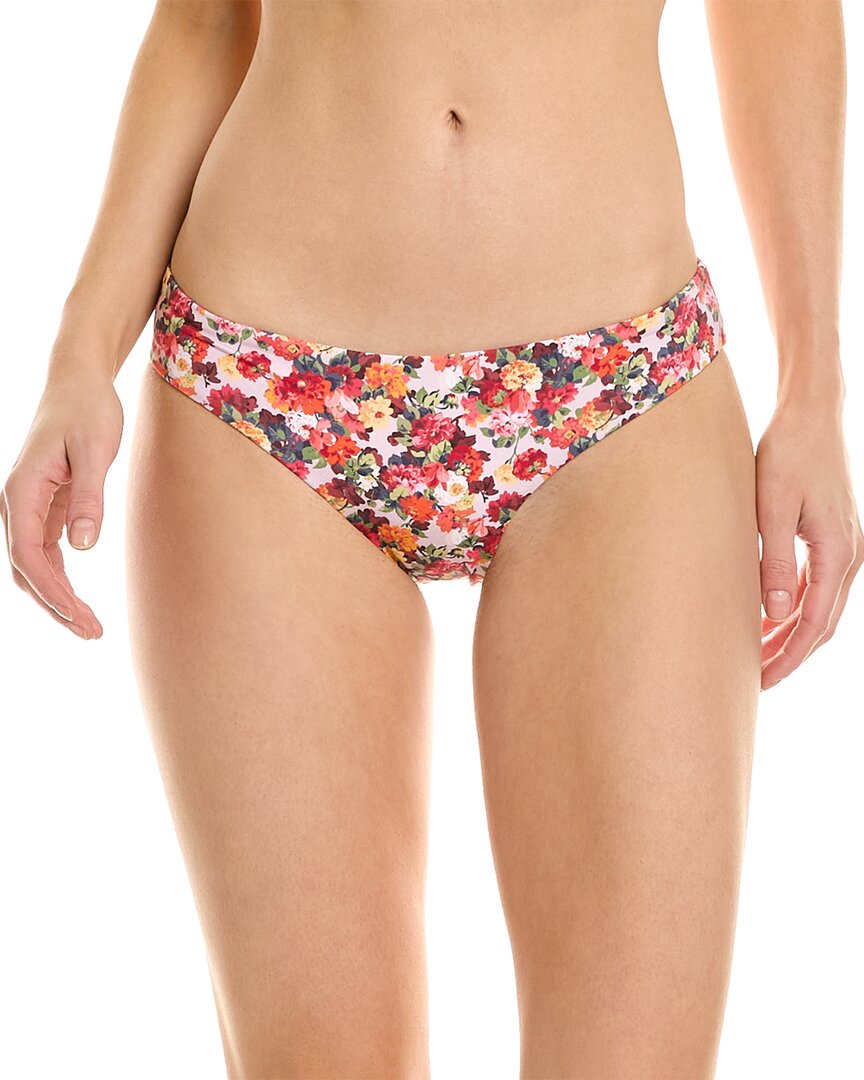 Onia Daisy Floral Bikini Bottom In Red