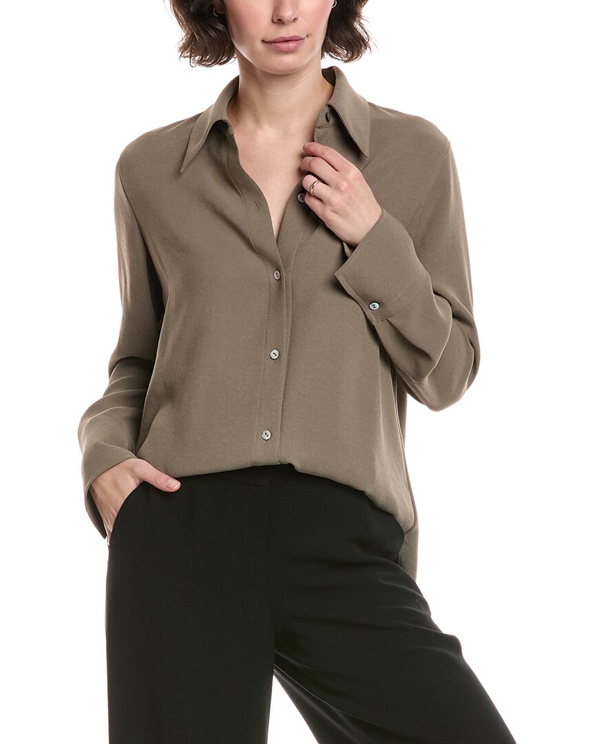 Vince Easy Button Blouse In Brown