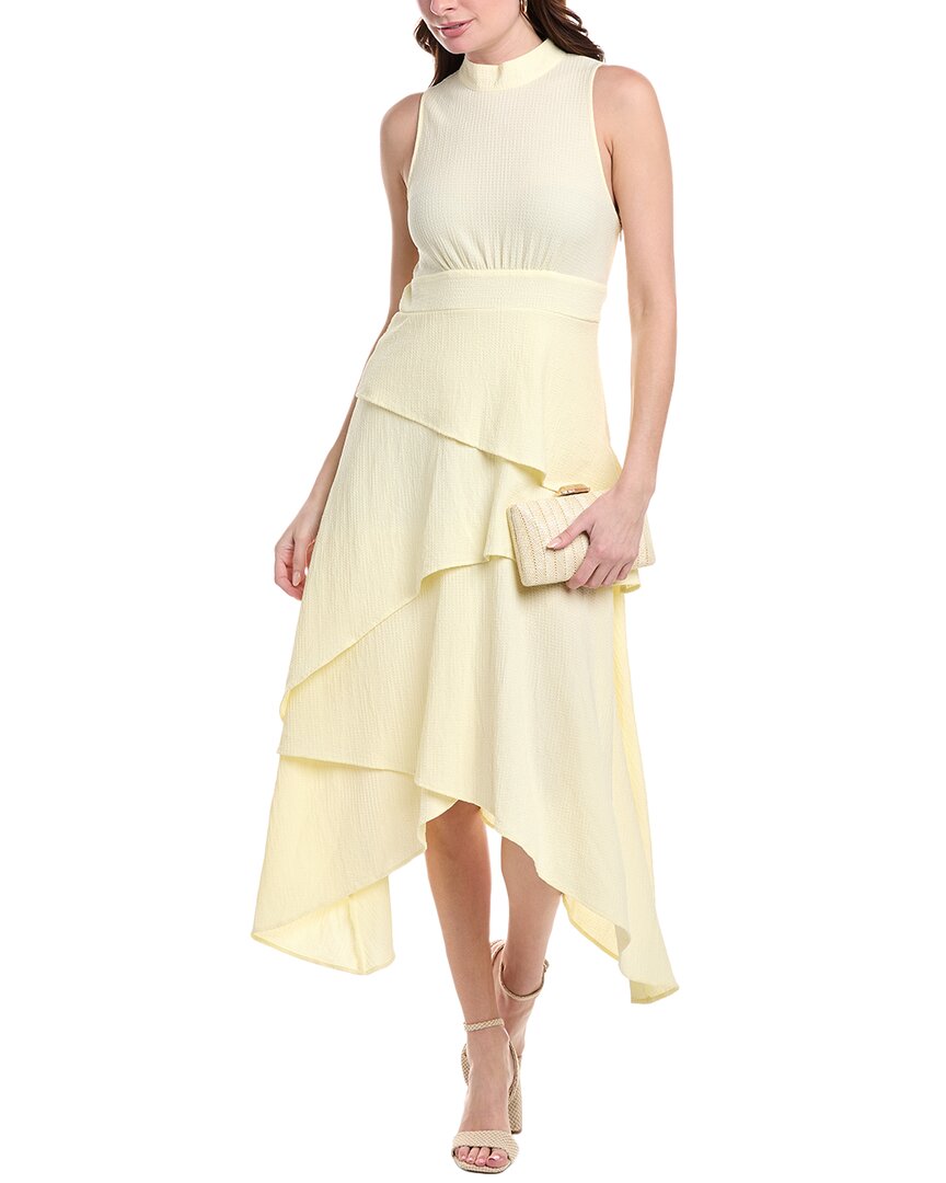 Avantlook Tiered Midi Dress In Yellow
