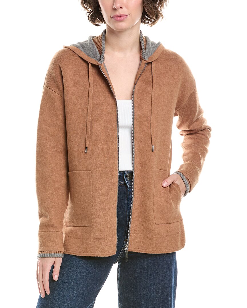 Incashmere In2 By  Hooded Cashmere-blend Jacket In Brown