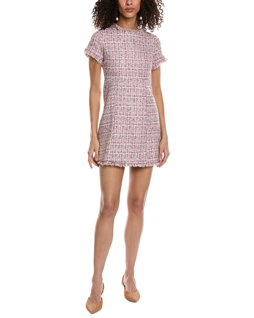 Shop Aiden Tweed Wool-blend Mini Dress In Pink