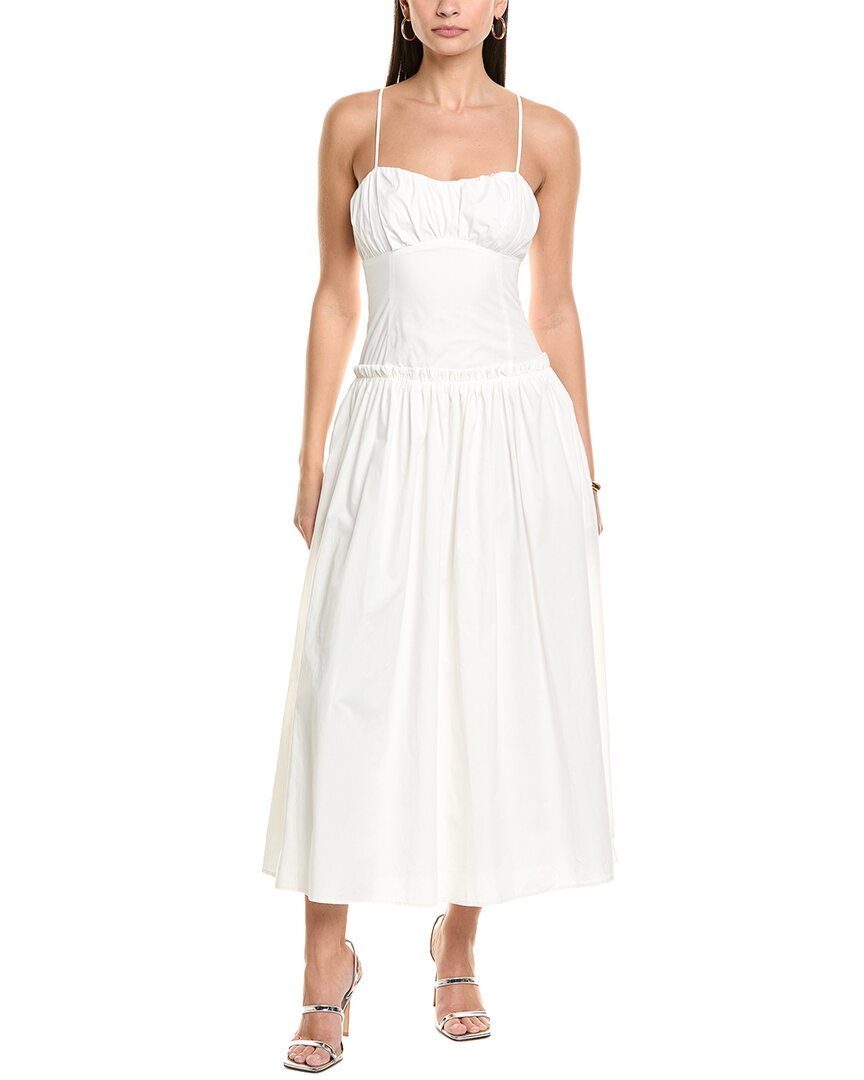 Line & Dot Ruffle Midi Dress