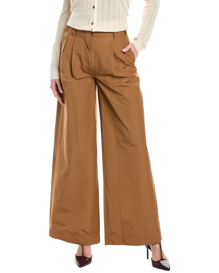 Simkhai Womens Pleated Cotton Wide Leg Pants In Brown