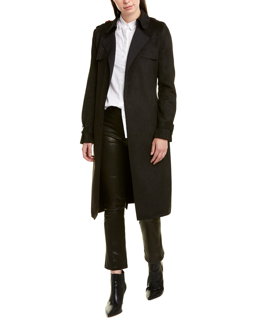 Stella & Lorenzo Adrianna Trench Coat Women's Black L | eBay