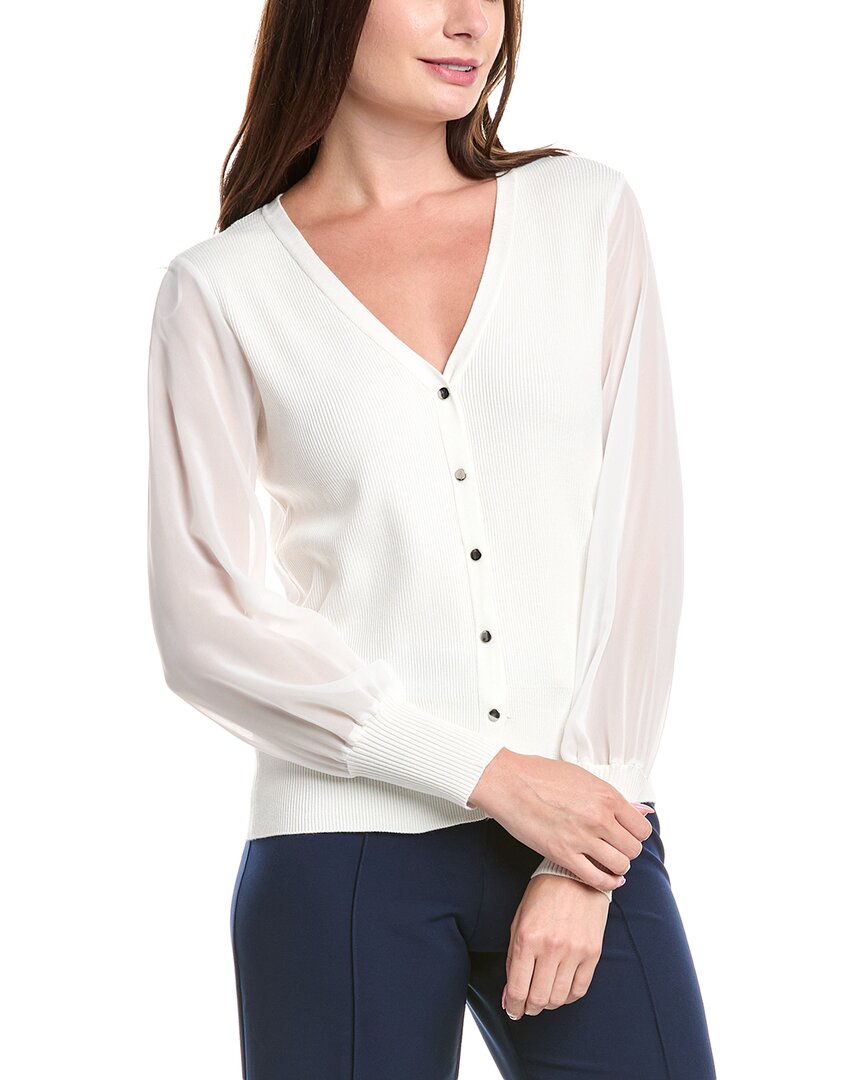 T Tahari Blouson Sleeve Rib Cardigan