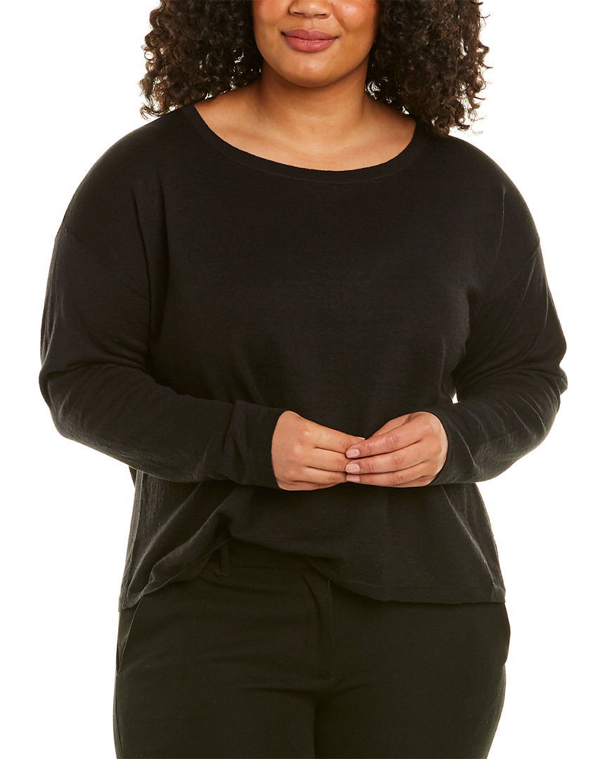 Image of EILEEN FISHER Plus Linen-Blend Top