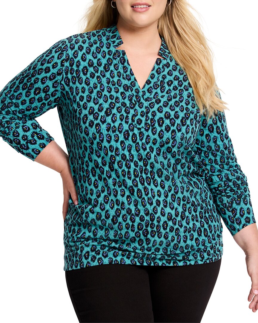Nic + Zoe Nic+zoe Pebble Blues Notched Neck Top