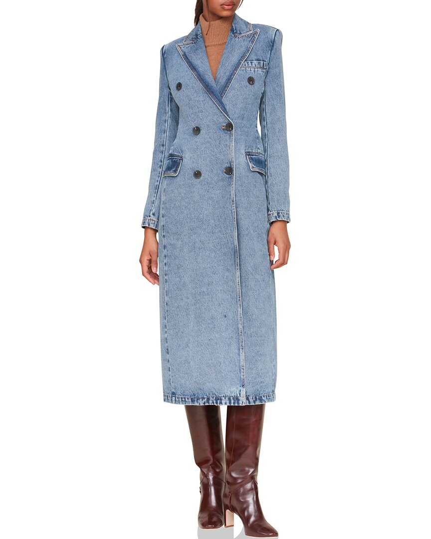 Avec Les Filles Strong Shoulder Fitted Coat In Blue