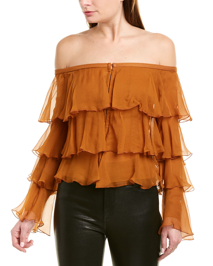 Image of Balmain Ruffle Silk Blouse