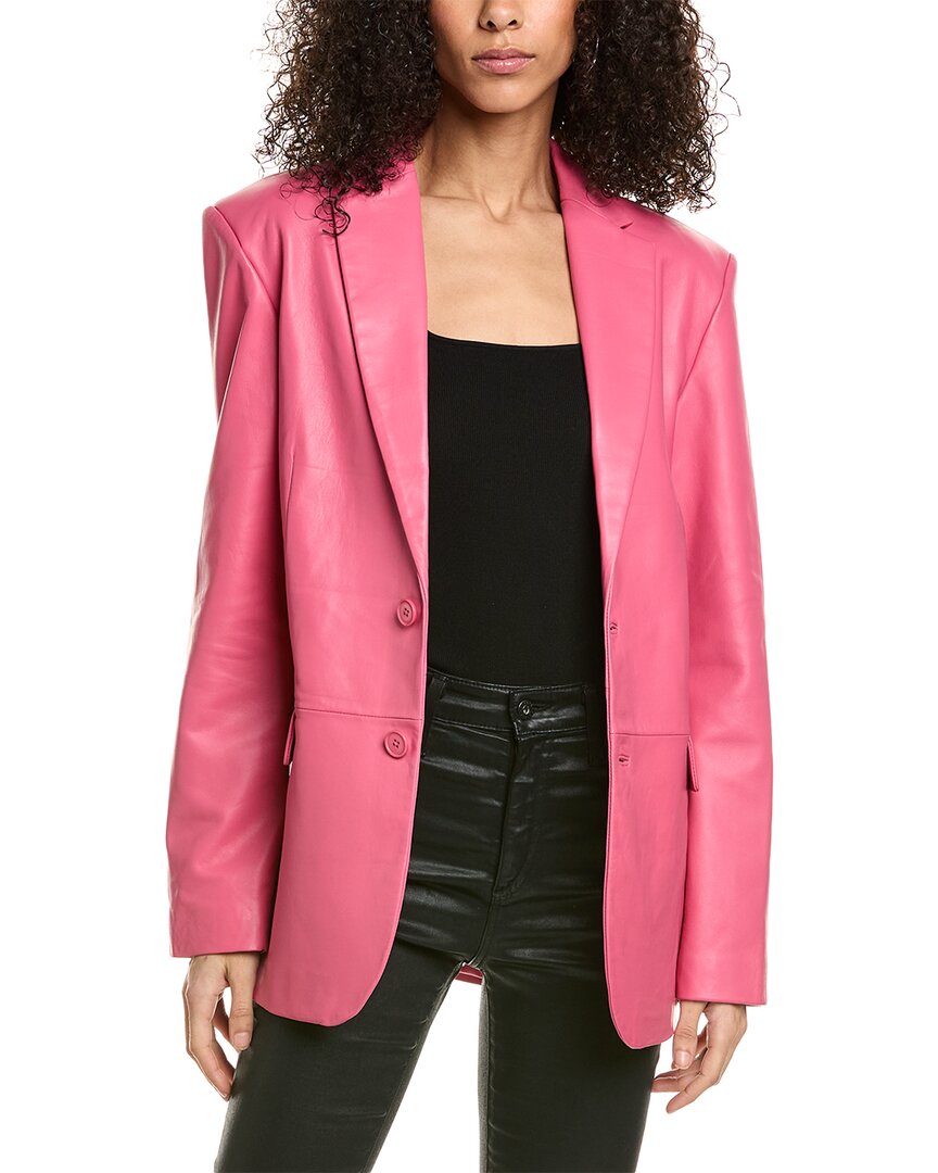 Shop Lamarque Leather Blazer In Pink