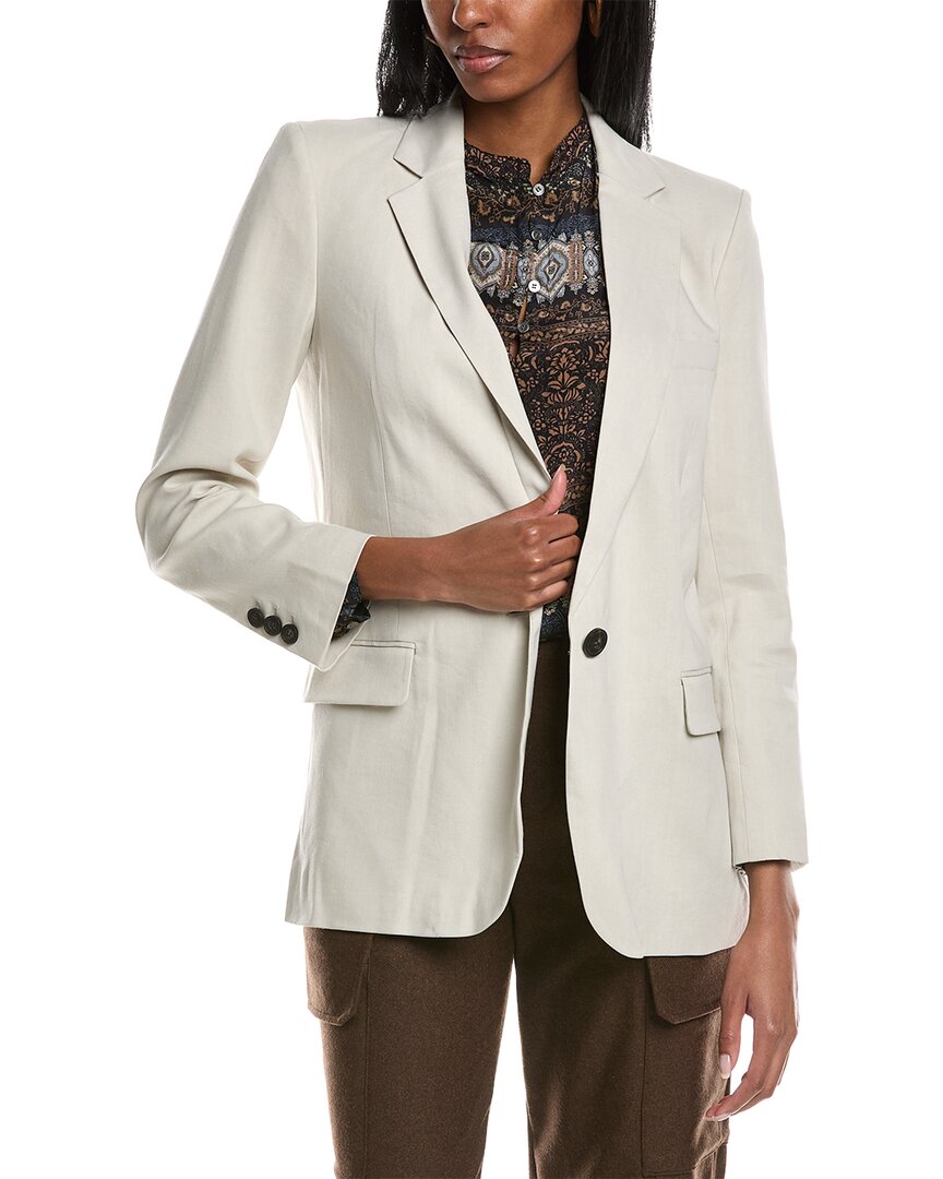 Shop Vanessa Bruno Tilia Linen-blend Jacket In White