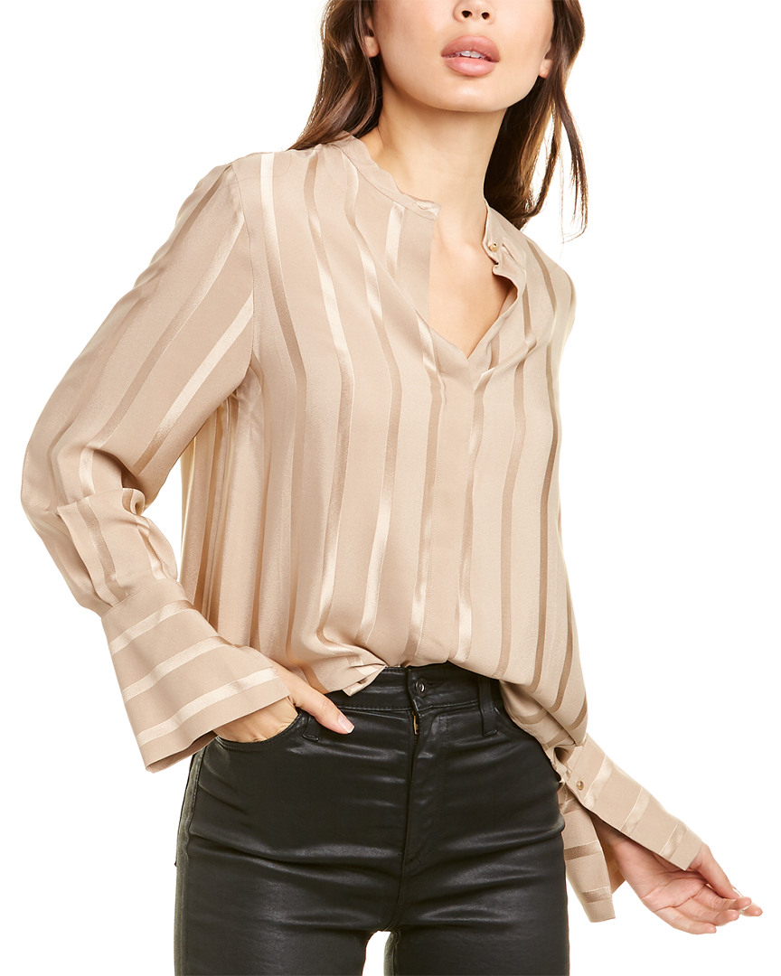 Image of Les Copains Satin Stripe Silk-Blend Blouse