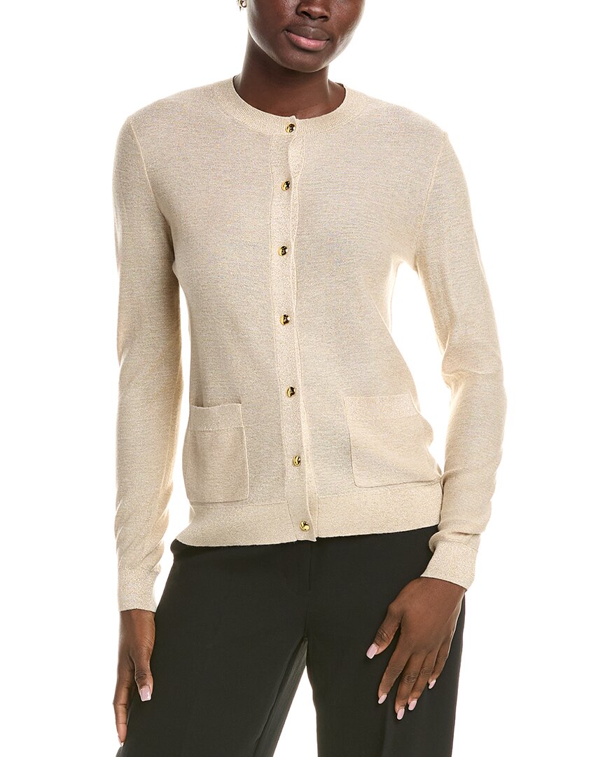 St John St. John Lightweight Lurex Knit Cardigan In Neutral