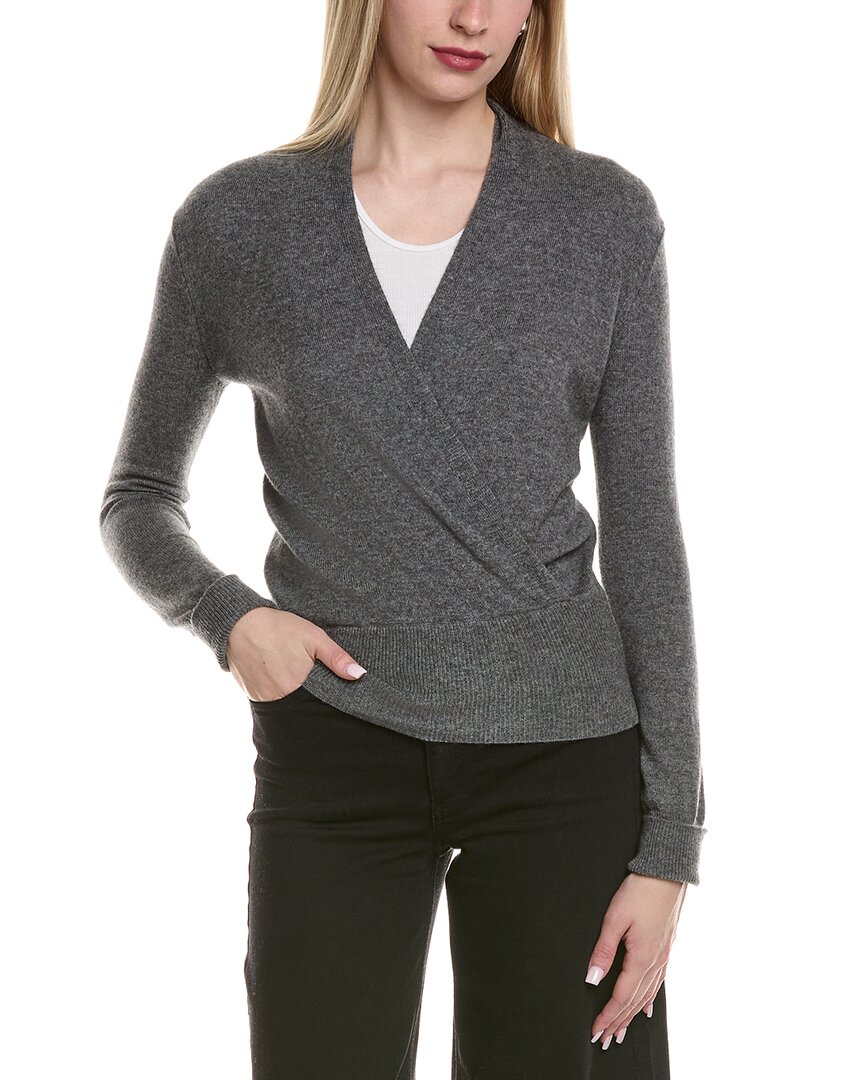 Sofiacashmere Modern Faux Wrap Wool & Cashmere-blend Sweater In Grey