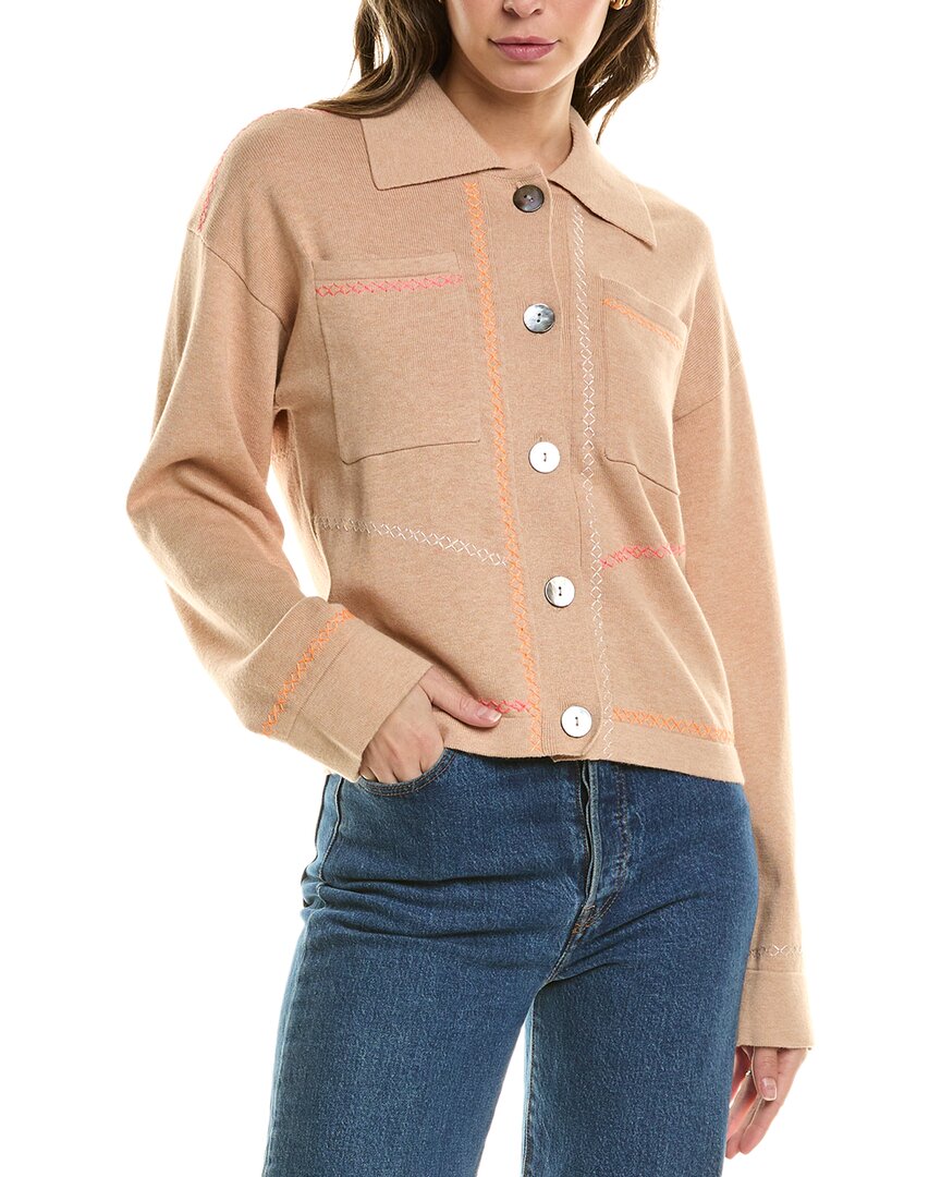 Wispr Winnie Silk-blend Shacket In Neutral