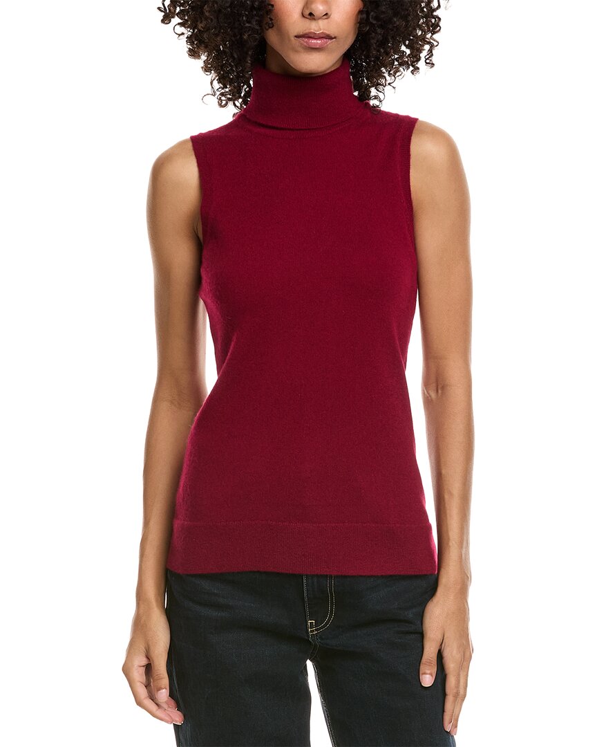 Incashmere Turtleneck Cashmere Tank Sweater In Red