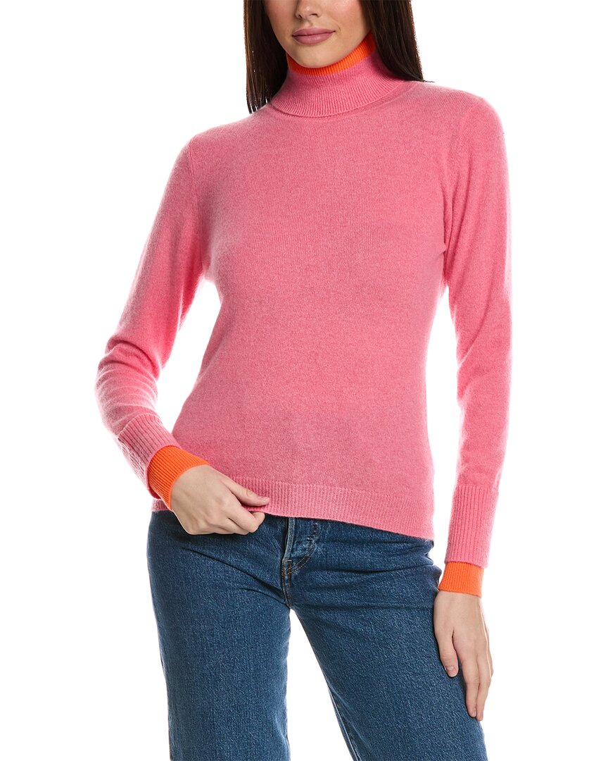 Shop Brodie Cashmere Contrast Cashmere Sweater In Pink