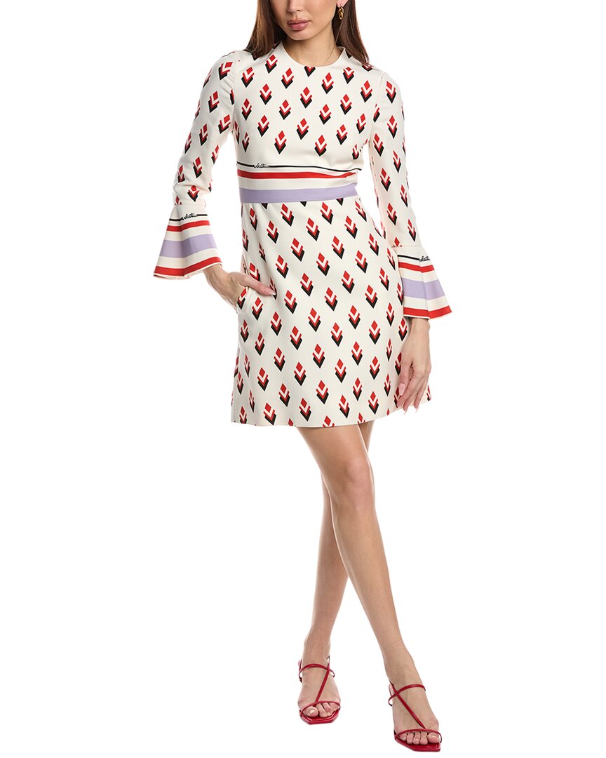 Valentino Geometric-print Dress In White