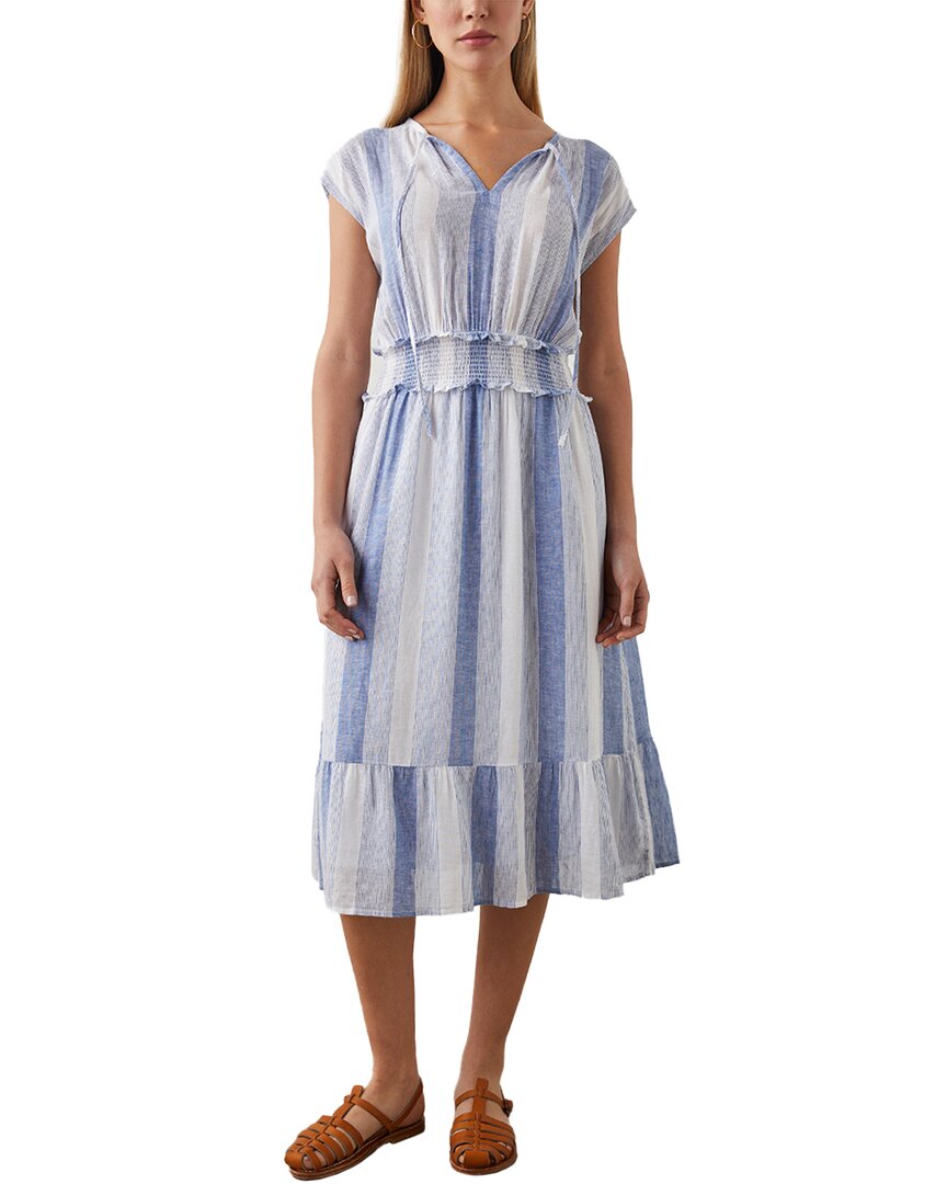 Rails Ashlyn Stripe Smocked Waist Linen Blend Dress
