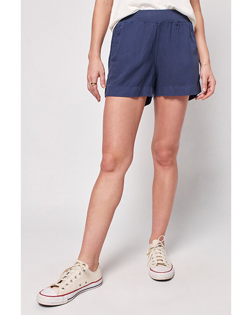 Shop Faherty Arlie Day Linen-blend Short In Blue