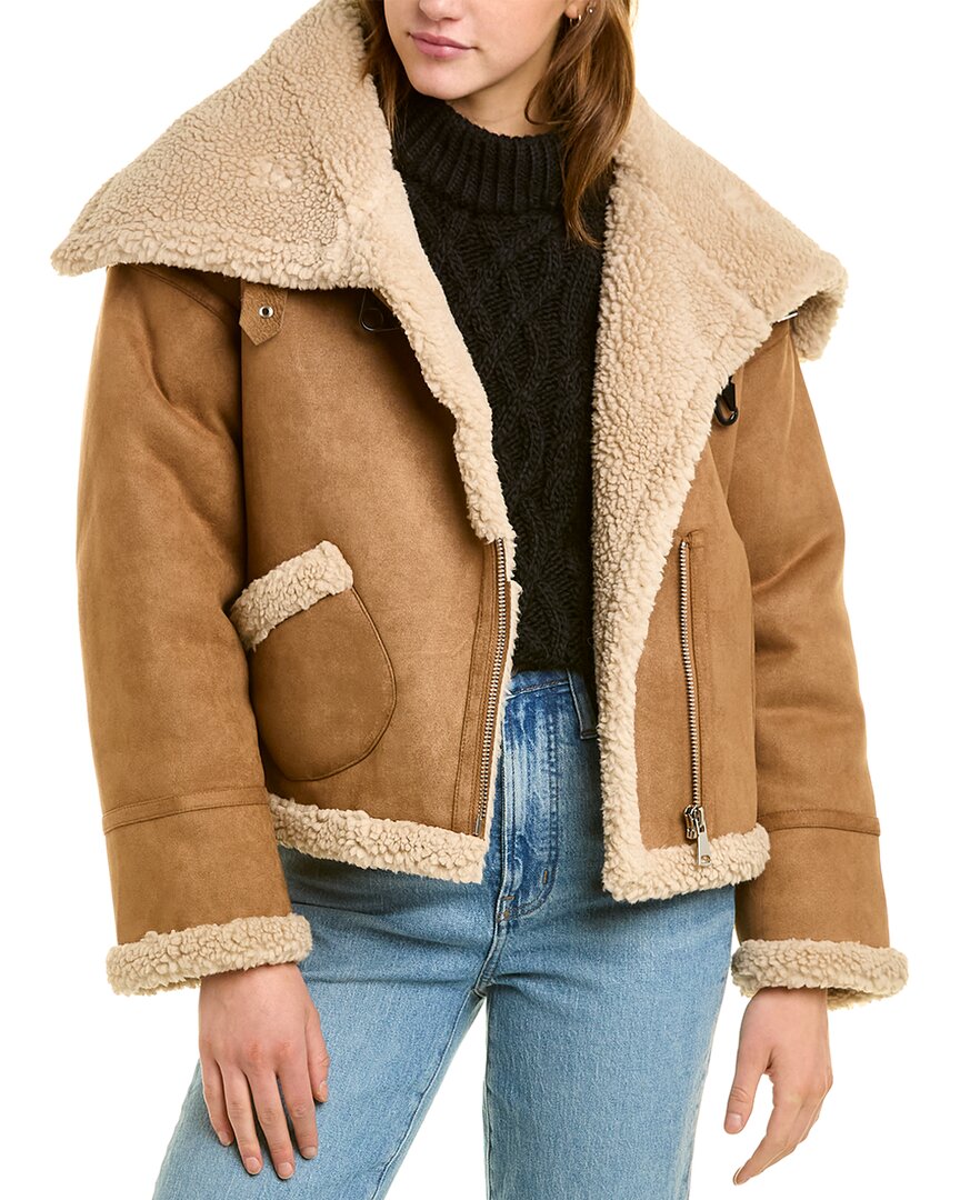 Adrienne Landau Asymmetrical Zip Jacket In Brown