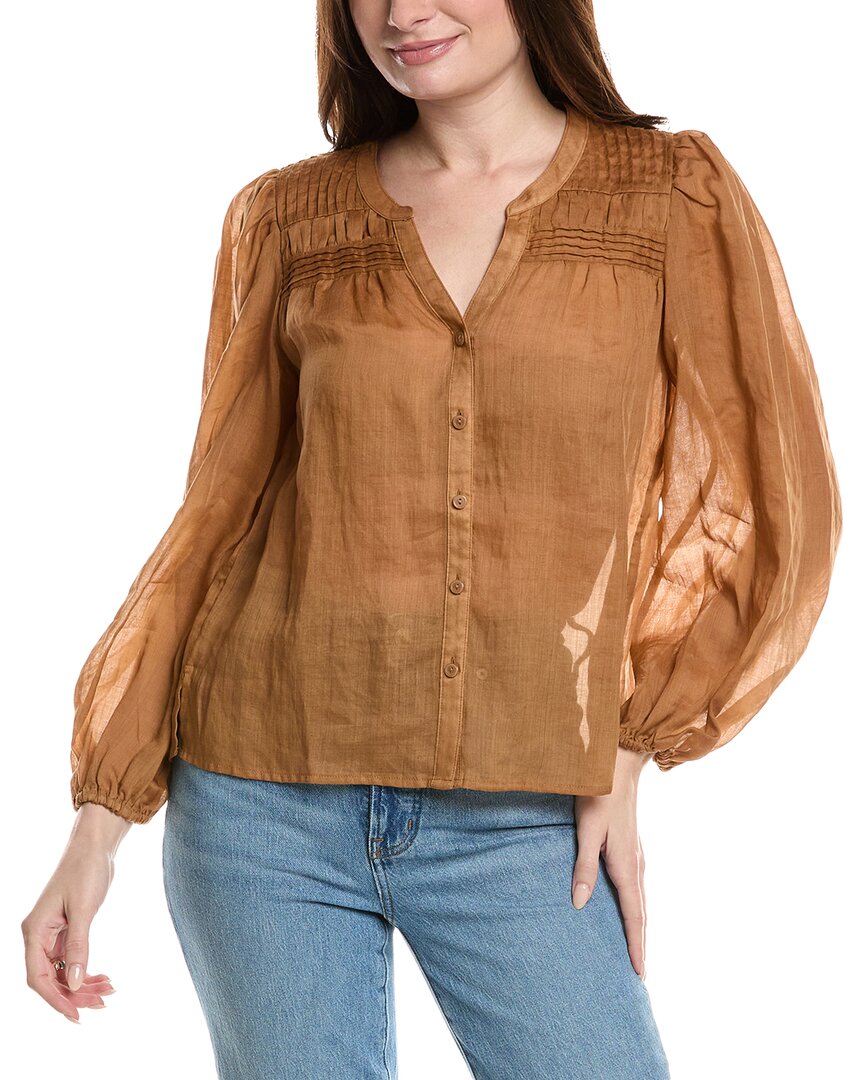 Tommy Bahama Palm Breeze Pintucked Blouse In Brown