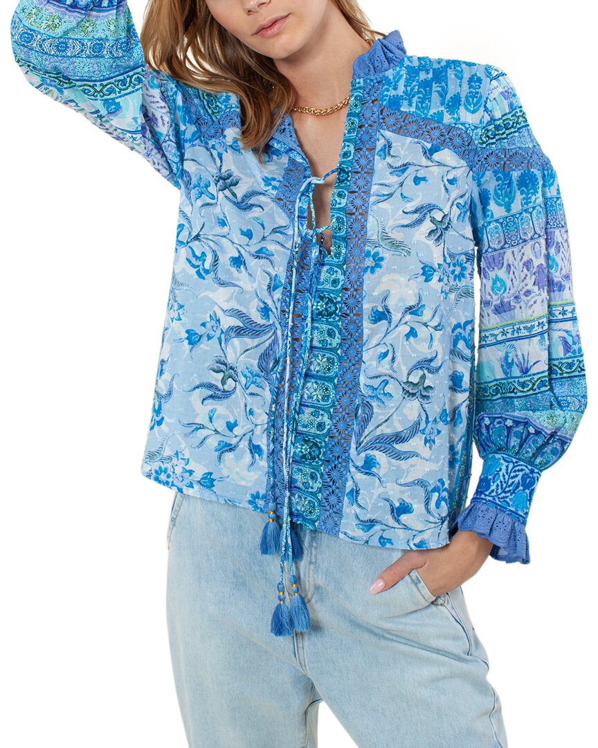 Hale Bob Printed Top In Blue